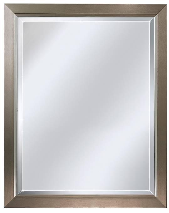 Contemporary Brush Nickel Features: 2 wide Brush Nickel Frame Polished Chrome lip matches Bathroom