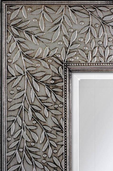 Pewter Olive Branch Wall Mirror Screen printed Leaf design is faux finished to look like antiqued metal 5 frame width/beveled