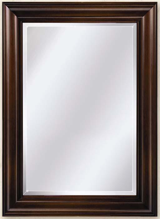 Richmond Mahogany Mirror Features: 5 x 2 1/4 Solid Wood frame Bold and Beautiful Mahogany color 1 Beveled