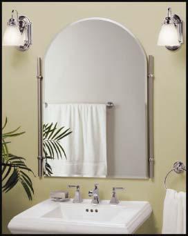 Traditional Chateau Features: 24 x 36 Arch Bevel Mirror Complimented with Brush Nickel Side Rails