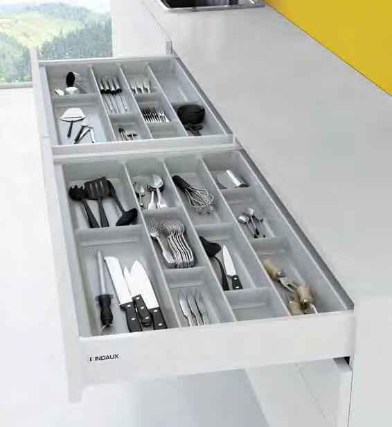ARIANEDRAWER INTELLIGENTDISTRIBUTION The ARIANE drawer collection has a wide range of accessories to make the most of space both in the kitchen and home: low and high drawers, modular cutlery holders