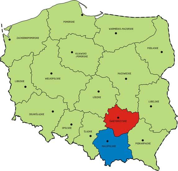 Małopolskie and Świętokrzyskie Districts Świętokrzyskie District capital: Kielce inhabitants: 1 296 000 16 institutions of higher