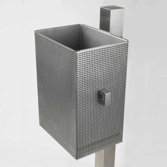 12 STAINLESS STEEL Waste container ANGULAR Mounting on bollard or wall Waste container ANGULAR Eecution
