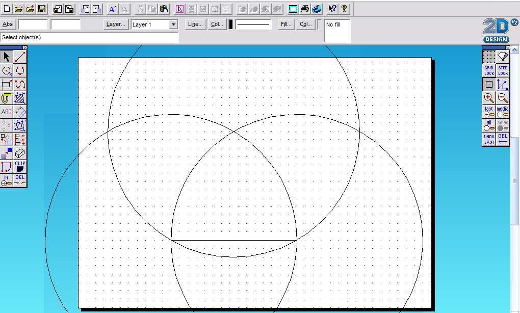 Click on each end of the line, then take grid lock off by clicking on and draw a further circle from the