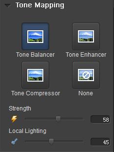 Tone Balancer: a patented Local Tone Mapping Engine aimed at balancing tones and revealing both the shadows and highlights of an