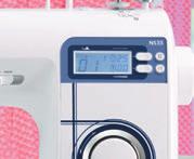 The electronic touch pads provide fi ngertip control of stitch functions.