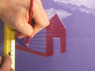 Don't color over the violet shadows between the boards.