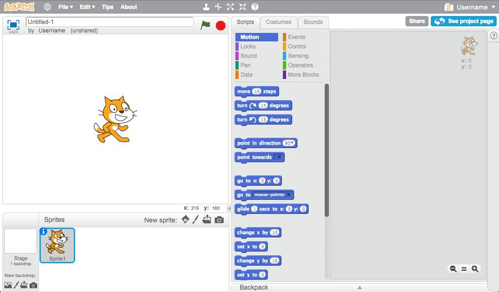 Step 1: Sprites Before you can start animating, you ll need to add in a thing to animate In Scratch, these things are