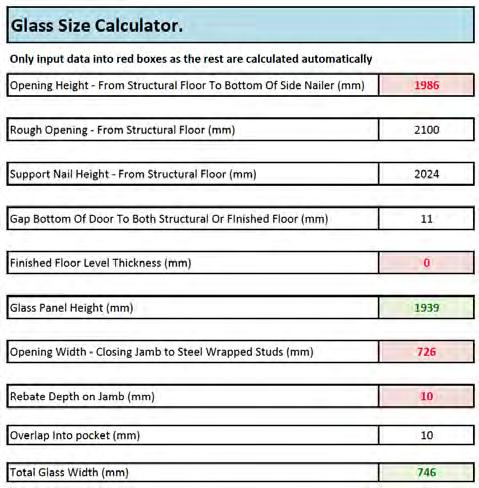 7b, Glass Door Installation The example shown here is from our Glass Size Calculator.