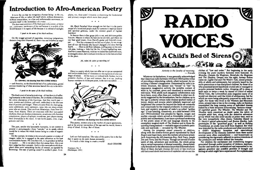Introduction to Afro-American Poetry It is in the cry that we recognize a human being: in the cry, :1deM son of lire.