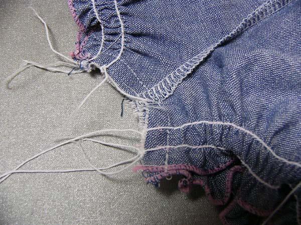 Then it is going to look like this: 10. Change your serger back to a 4-thread and about a 2.