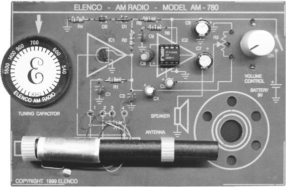 Two IC AM Radio Kit Model AM-780K New Design - Easy-to-build, complete radio on a single PC board.