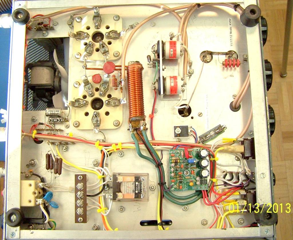 Photo 9 - The finished underside of the amp. The QSK Board is on the lower-right in this photo.