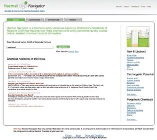 Hazmat Navigator offers multiple ways of searching for chemical compounds to find timely, accurate information on a compound s properties, handling, safety, reactivity, flammability, and toxicity.