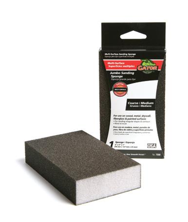 3 1/10 4086 3 x 5 x 1 Combo Fine/Med. 3 1/10 21/2 x 5 x 1 Dual Wedge Sanding Sponges For use in corners and edges. For use on wood, metal, fiberglass, and painted surfaces.