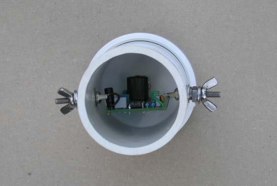 Figure 13. Mounting of PCB inside PVC pipe Mount a second end cap onto the open end of the pipe.
