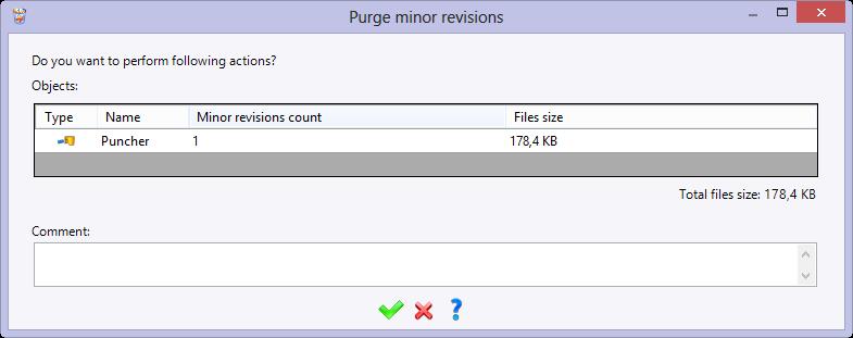 Right-click on the Puncher document. Select the Deletion menu, then Purge Minor Revisions.