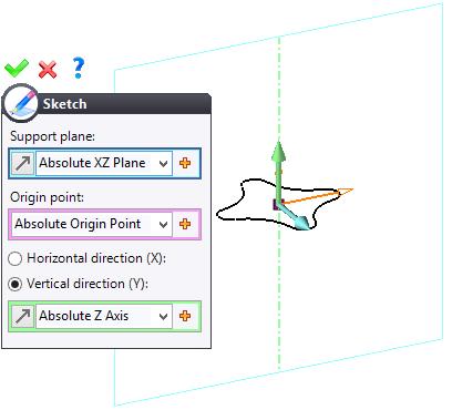 Exercise 5: The handle TopSolid Design Basics Creating the second sketch Click on the Arc icon. Select Absolute XZ Plane as the support plane in the drop-down list, and then click on confirm.