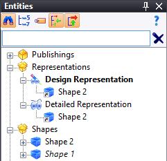 TopSolid must therefore be told that the part we want is not the yellow surface, but the solid. Display the Entities tree. To do this, click on the TopSolid 7 icon and select View > Entities.
