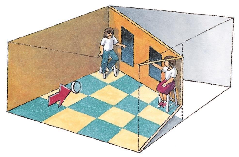 Ames Room Illusion: Secret Revealed The room is distorted. We assume it is a standard, rectangular room (why wouldn t it be?) This is why we perceive the person who is closer as being larger.