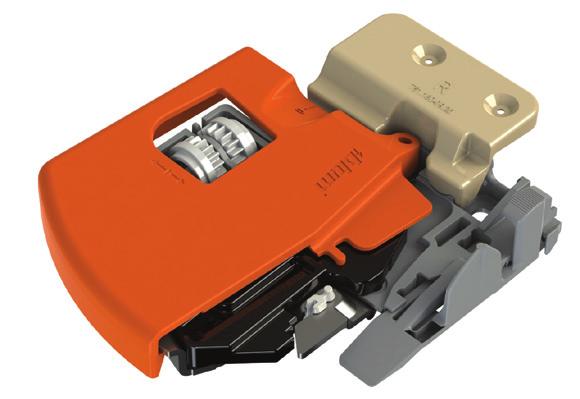 TANDEM plus BLUMOTION Locking Devices for 563/569 Series With Side-to-Side Adjustment Standard One right and one left required per drawer Captive right device and self-aligning left device