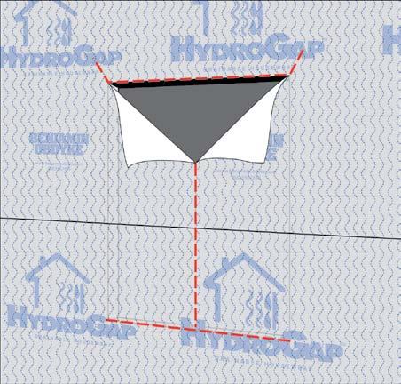 HydroGap Drainable Housewrap should be installed shingle lap fashion (i.e. begin installation at the base of the wall assembly). Extend housewrap a minimum 2 inches over sill plate.