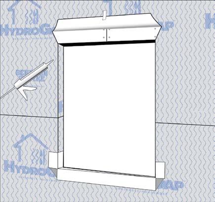 METHOD II: MODIFIED I or FOLD-IN Method STEP 3 (continued) B. 9 or 6 wide HydroFlash is recommended for sill installation as pictured in illustrations.