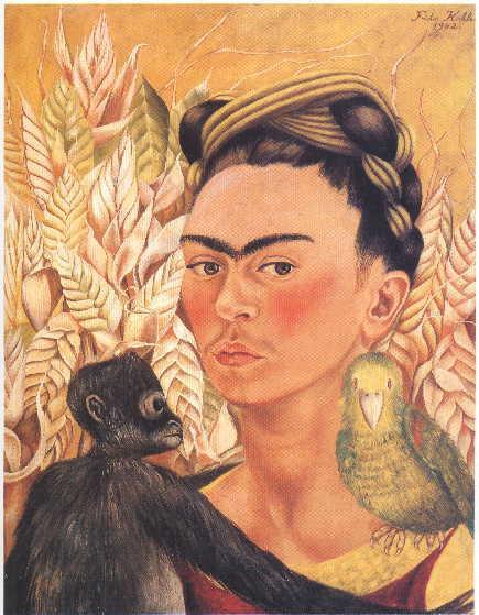 Self-Portrait with Monkey and Parrot -