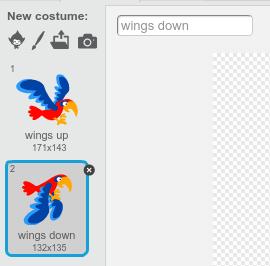 Can you make Flappy s costume change to wings down when you press space, and then to wings up halfway through