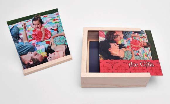 Sizes 5x5, 5x7, 8x8 and 8x10 Cover options include Custom Image Satin or Metallic (must match the interior finish) Custom Wood Photo Box