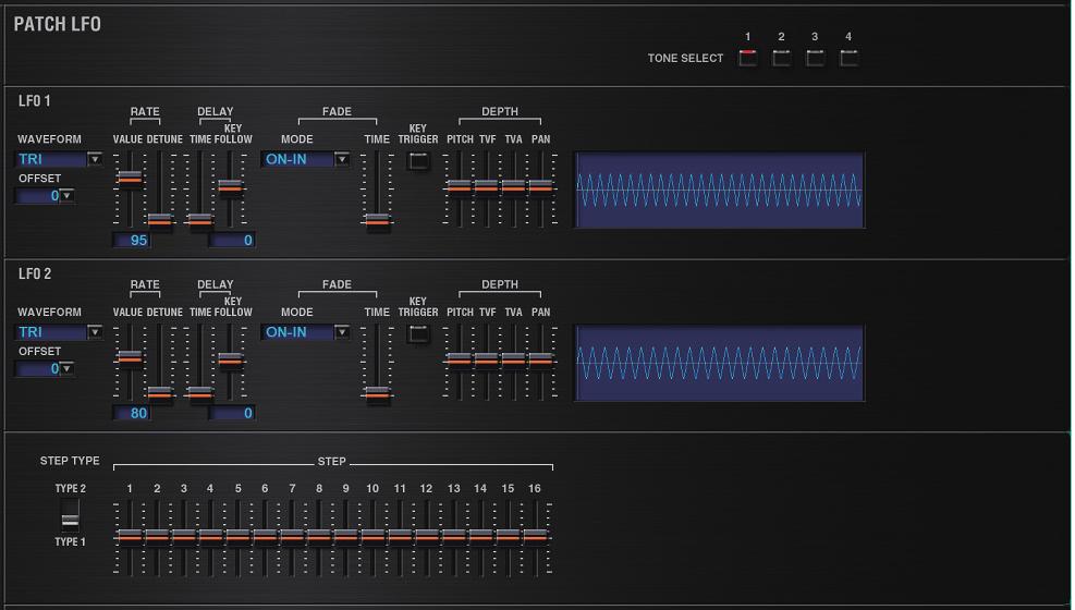 Detailed Editing for a Patch (PATCH s) LFO OUTPUT ASSIGN Specifies how the direct sound of each tone will be output. MFX: Output in stereo through multi-effects.