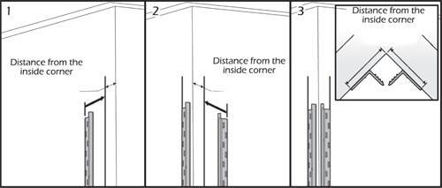 2b. Installation of an inside corner: Position