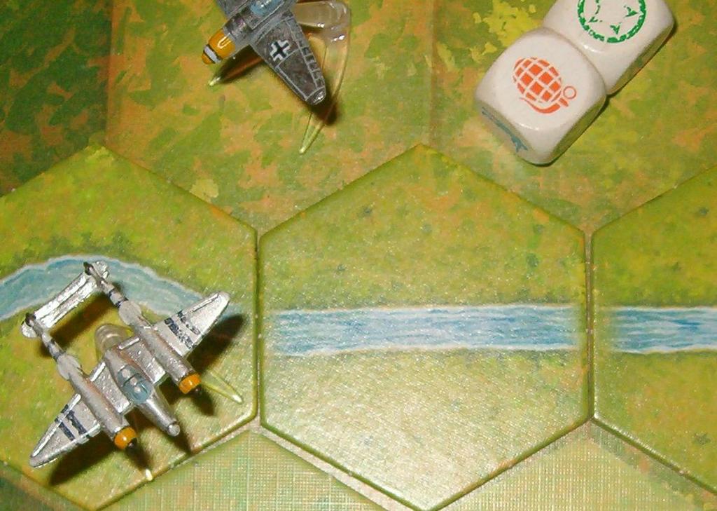 B) Any other units (except artillery as noted below) in adjacent or same hex, roll one die and destroy the air unit on a grenade symbol.