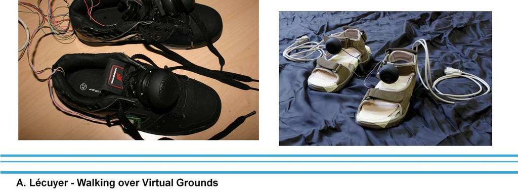Auditory feedback can also be embedded and emitted by shoes using loudspeakers.
