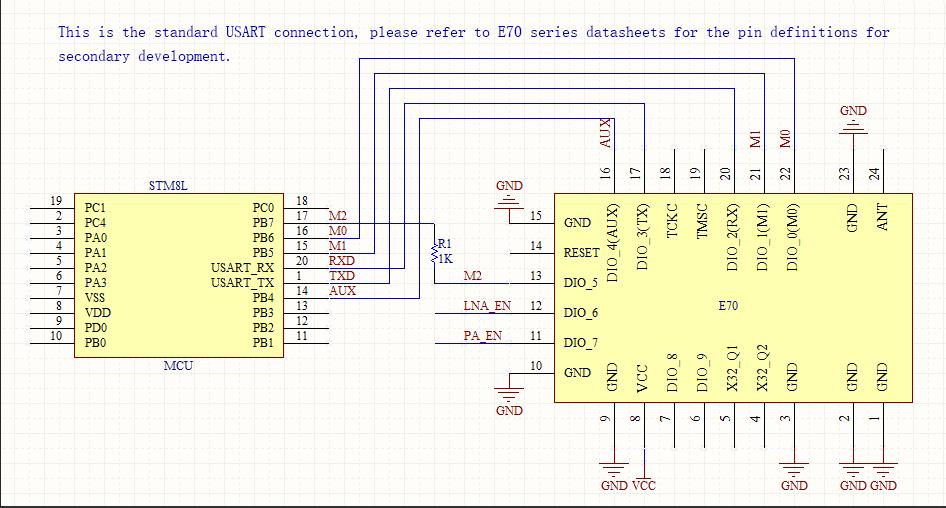 6.2 Connect to MCU No. Description (STM8L MCU) 1 The UART module is TTL level., please connect to the MCU of TTL level.