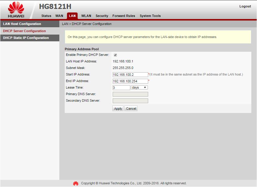 Pentru a putea vizualiza imaginile unei camere web IP conectată într-un echipament Huawei HG8121H, este necesară activarea serviciului Dinamic DNS oferit de RCS&RDS, precum și efectuarea unor setări