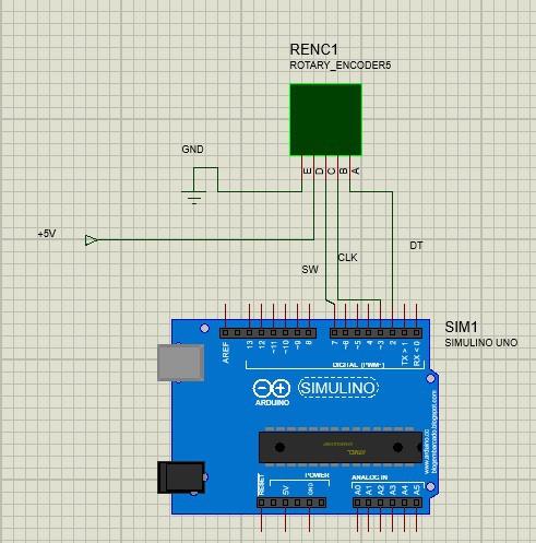 Rotary encoder to Arduino : Pin of rotary encoder :GND, +, SW, DT y CLK.