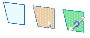 Lesson 4 Drawing synchronous sketches of parts When the region is selected, the region appears with a shaded green color. Regions can be selected in both object-action and action-object workflows.