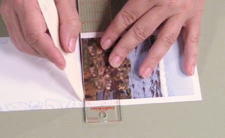 3 5 Create the mat for large photo: Cut a 6 3/4 x 5 3/4 piece of white cardstock.