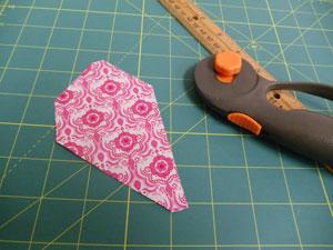 To prepare the fabric for the heart blocks, trace the pattern onto the right side of the print