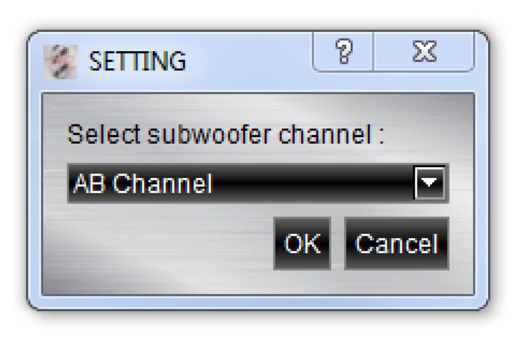 Remote setting / Subwoofer channel selection One pair of channels can be selected as subwoofer output.