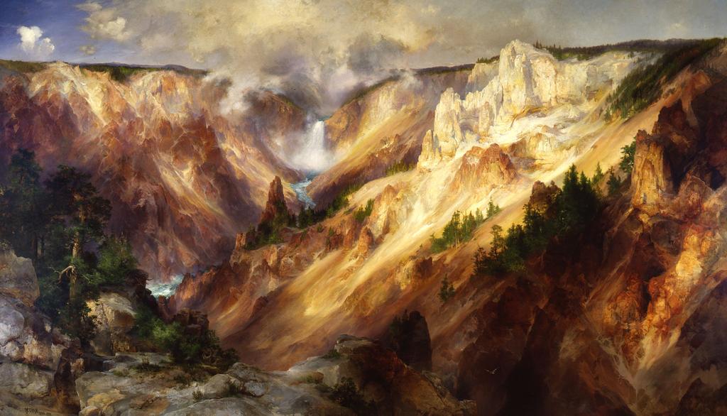 Grand Canyon of the Yellowstone by Thomas Moran Moran was invited to go on an expedition of exploration in the Yellowstone region in 1871 as an artist who might record for the American public the