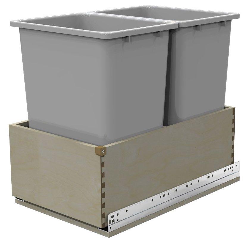 Bottom Mount Trash Can Kits Turn a standard base cabinet into well used space by installing a Single or Double Trash Can Kit.