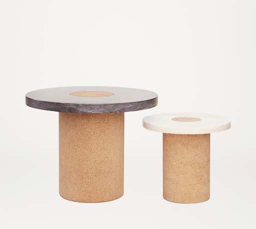 SINTRA TABLES Suitable as a coffee table or side table where the contrast between the soft warm cork, meets the cold smooth marble.