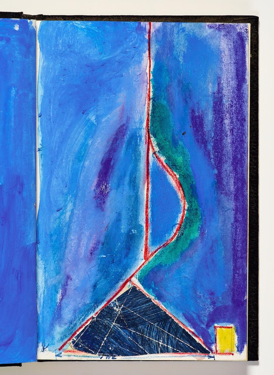 As Diebenkorn kept these sketchbooks throughout his life and career, putting one down only to pick it up years later, they are un-datable, but also each turn of the page offers a total surprise, Gass