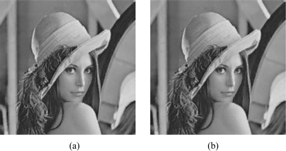 (a) Original compressed image (PSNR: 31.0487 db). (b) Stegoimage (PSNR: 30.7746 db). codes completely. The reconstructed SMVQ compressed codes can be stored directly to save storage space.