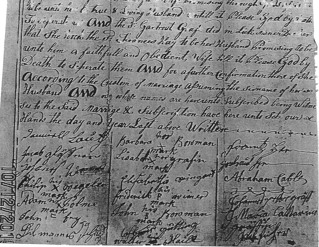Francis Hay and Anna Gertrude Grafe (Grom Hay to marry on February 25, 1773.