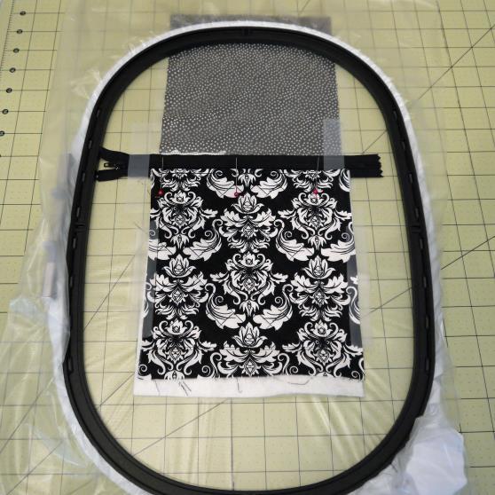 hoop stays in place. Sew the next set of stitches to create the cross hatch stitches.