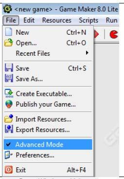 * A couple of bats, * a ball, * score counters and * a playing field. Step 1: Advanced Mode & Sprite Editor If not done you should set Game Maker to Advanced Mode in the File menu.