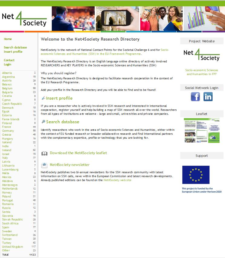 Net4Society Research Directory Database with more than 1100 researchers in 30